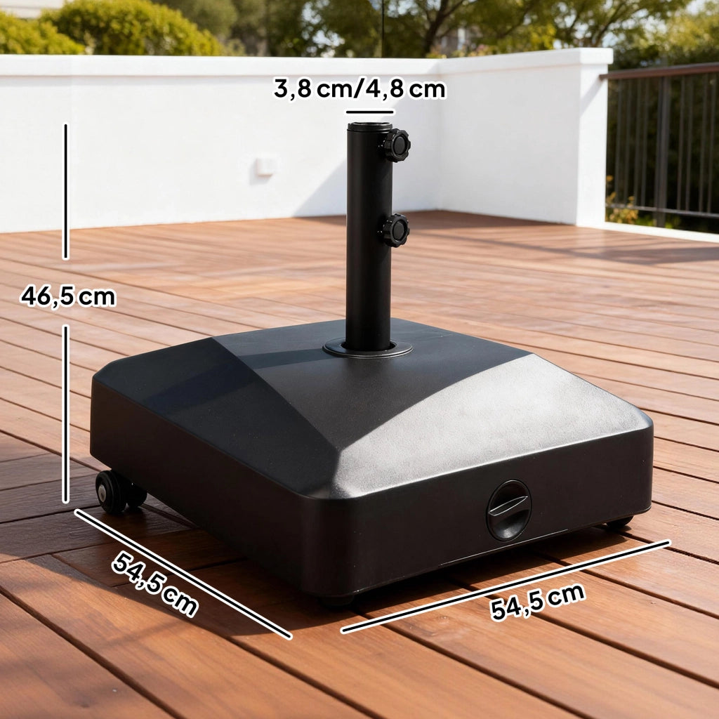 Base per ombrellone quadrata con ruote ¨C zephmum ¨C 54,5x54,5x46,5 cm nero