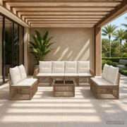 Set Divano da Giardino 9 pz Beige e Bianco Crema polyrattan 3435396