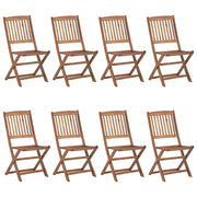 Sedie da Giardino Pieghevoli 8 pz con Cuscini Massello Acacia 3075022