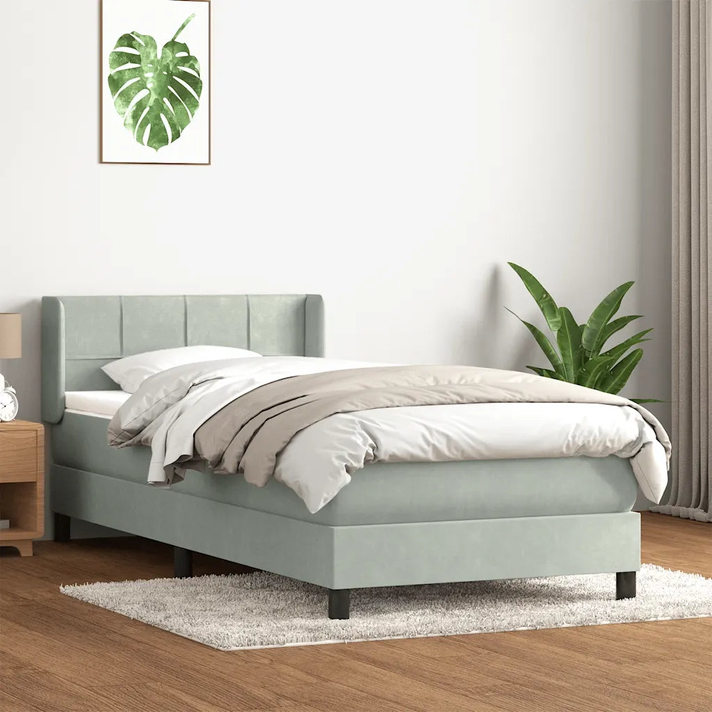 Giroletto a Molle con Materasso Grigio Chiaro 80x220 cm Velluto 3318135