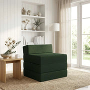 Divano Letto Pieghevole Verde Scuro 200 x 70 x 15 cm Tessuto