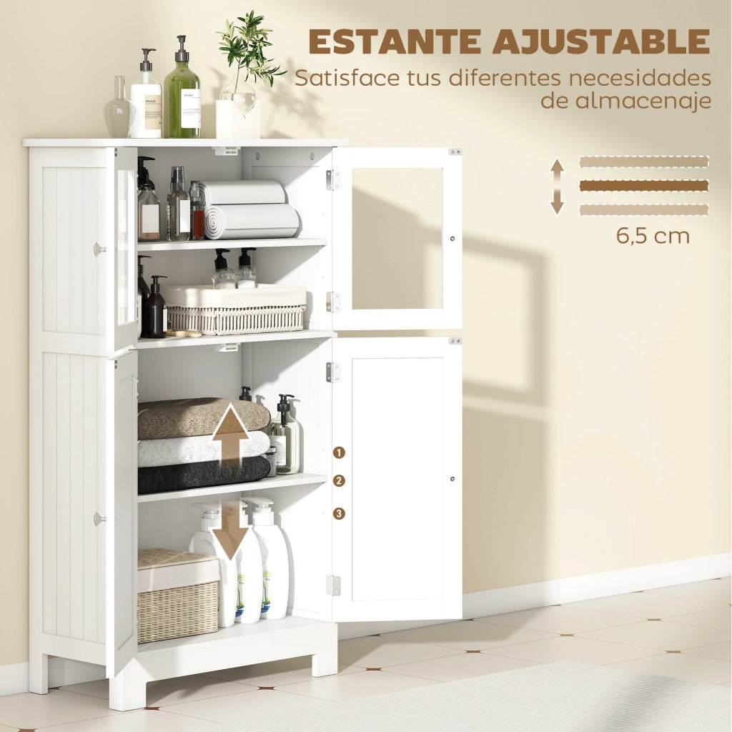 Mobile bagno con ante in vetro e ripiano regolabile ¨C Xylo ¨C bianco 60x30x108,5cm
