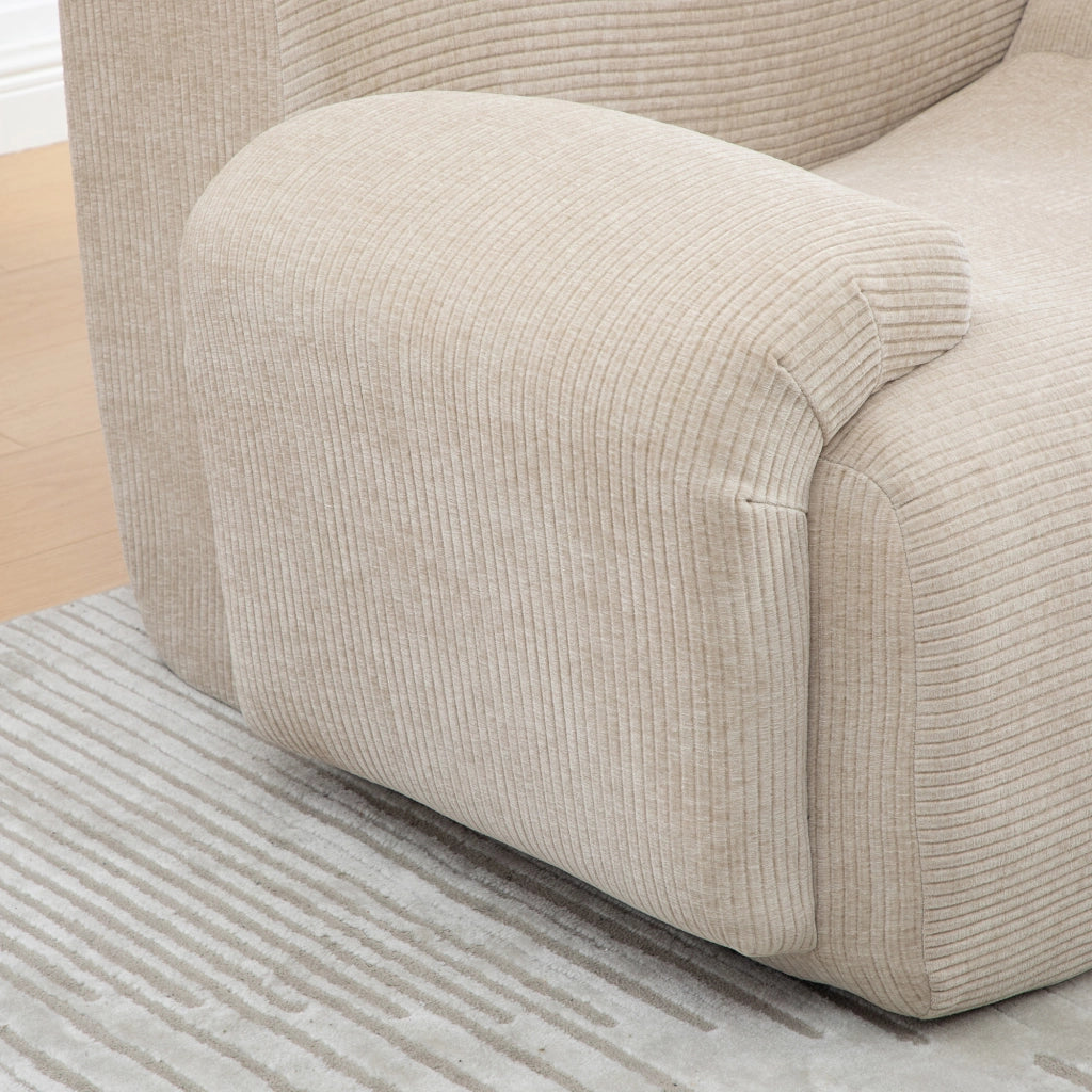 Poltrona con poggiapiedi 2 in 1 in ciniglia khaki chiaro