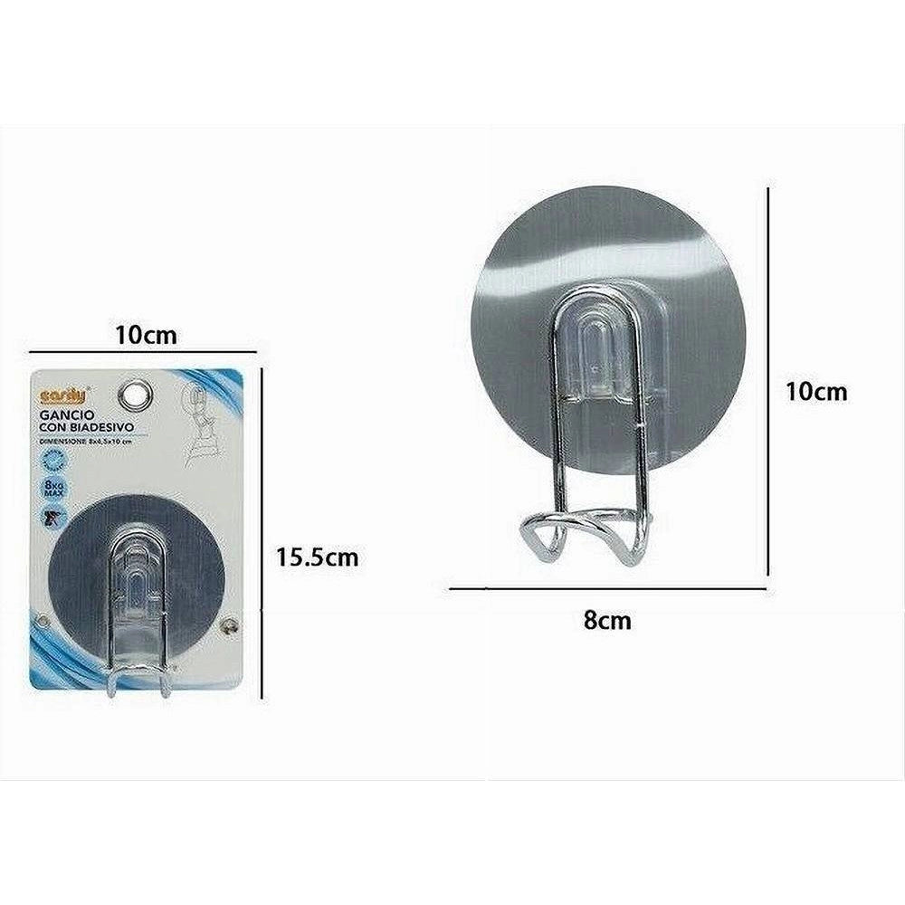 Trade Shop - Gancio Porta Asciugamani Montaggio A Parete Bagno Con Biadesivo 8x4.5x10cm 79834 -