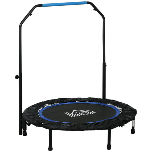 Mini Trampolino Fitness Ø102 cm Regolabile in Altezza Pieghevole con Manubrio Blu
