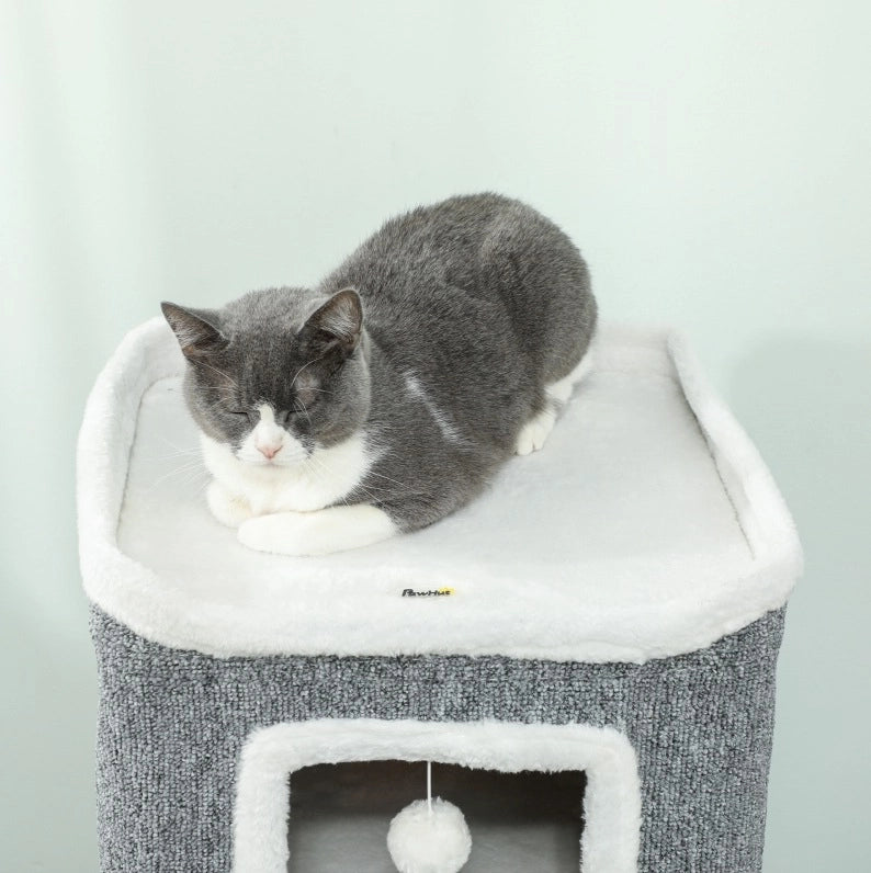 Tiragraffi a torre 4 livelli grigio con 3 nicchie e palline