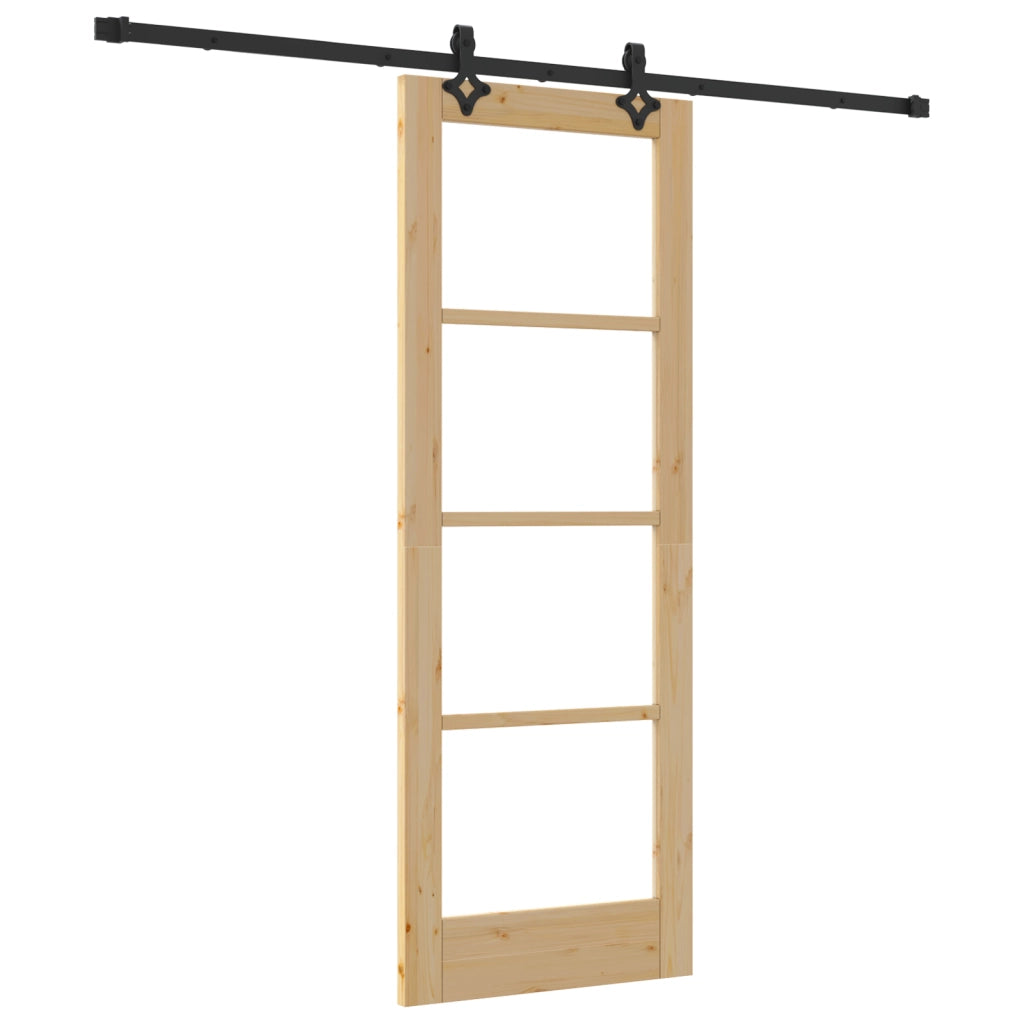 Porta Scorrevole  con set di ferramenta 73.5x198.5 cm Legno Massello di Pino