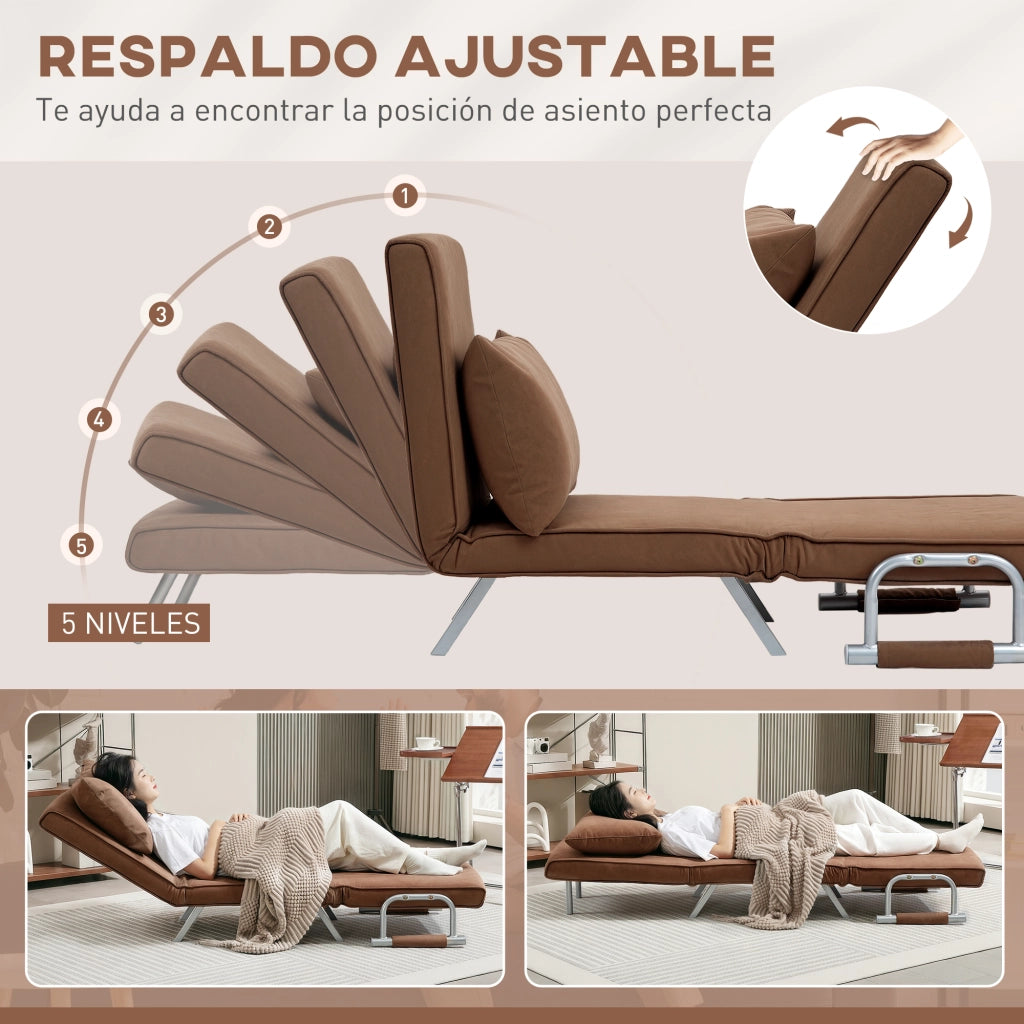 Letto Singolo Divano Pieghevole ¨C Zephmum ¨C 65x69x80 cm Marrone