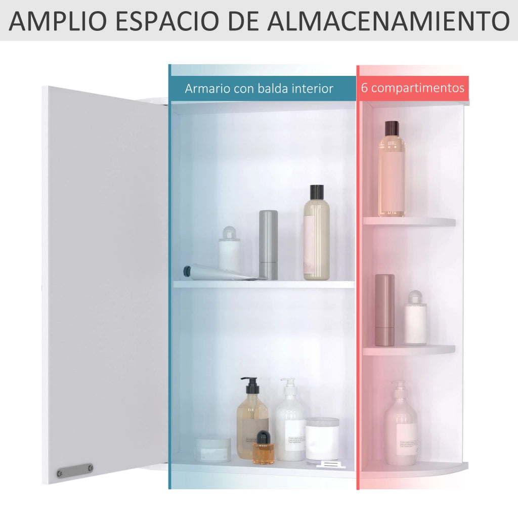 Mobile da Bagno con Specchio ¨C Xylo ¨C Bianco con Ante e Ripiani 66x17x63 cm