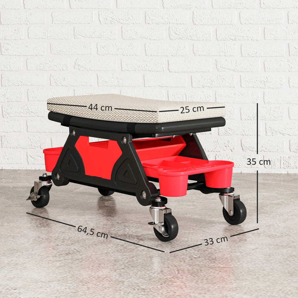 Sgabello da lavoro con ruote e ripiano ¨C zephmum ¨C Grigio 35 cm