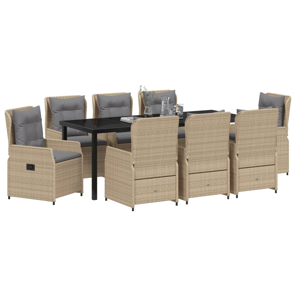 Set da Pranzo Giardino  9 Pezzi in Polyrattan Beige