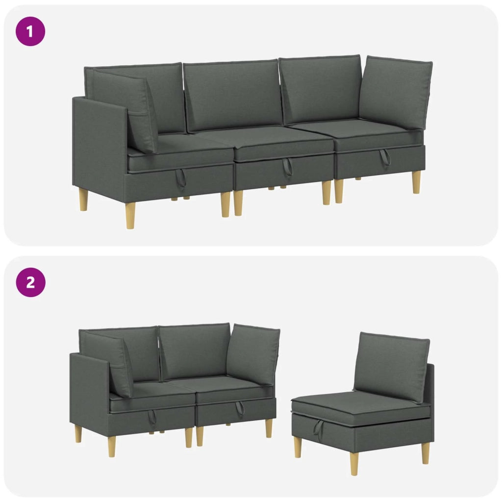 Set di divani modulari con spazio di archiviazione 3 pcs