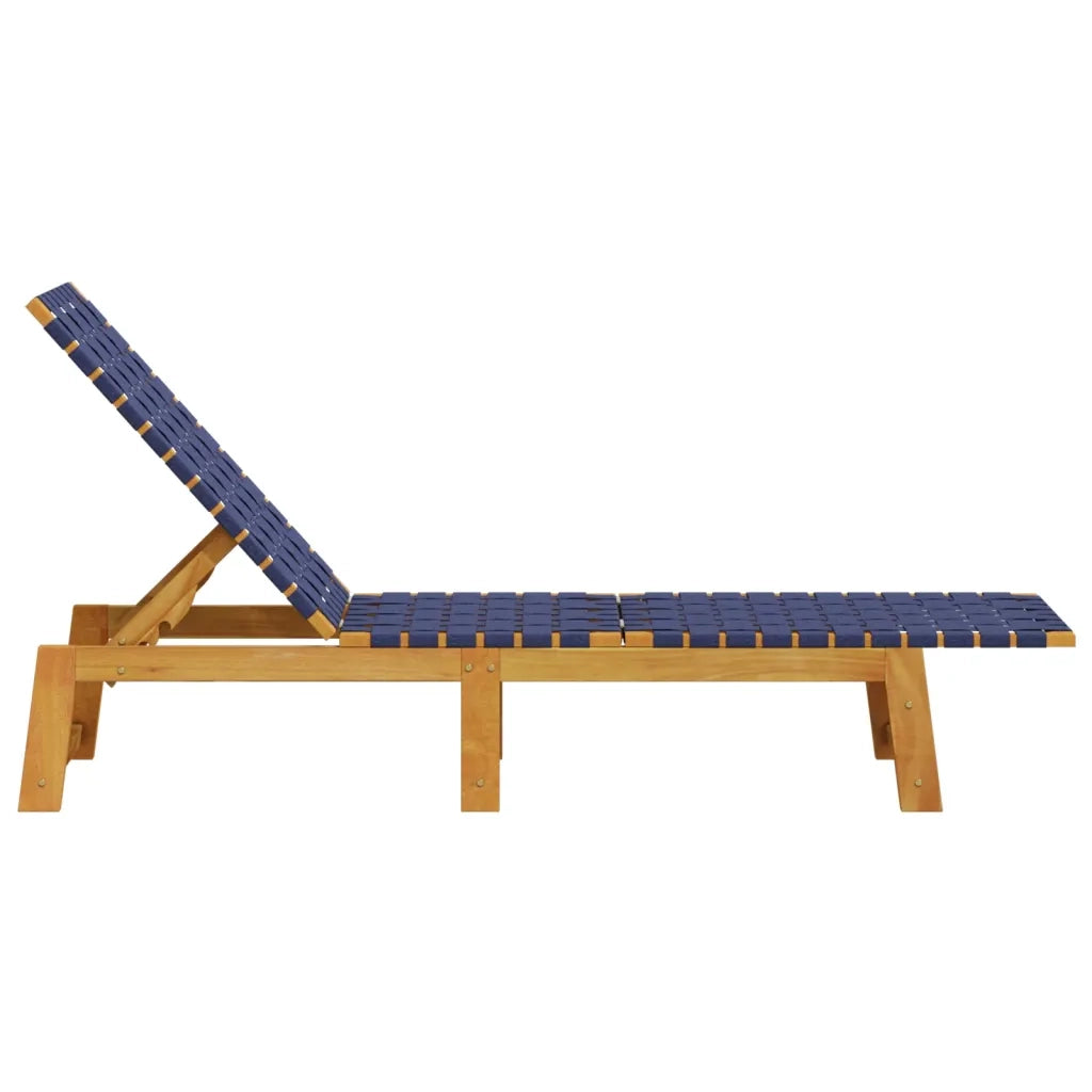 Lettini Prendisole 2 pz | Sdraio da giardino | Lettino da sole Blu Scuro Legno Massello Acacia Tessuto