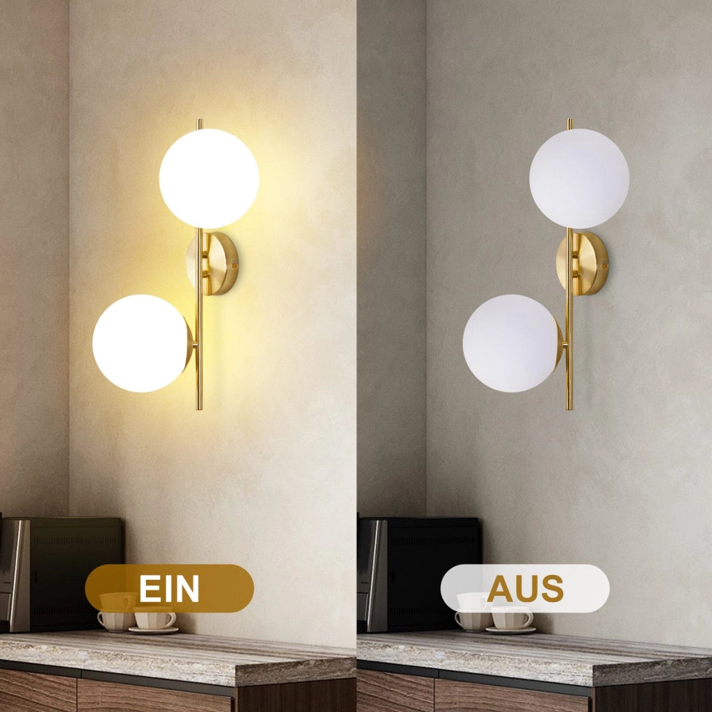 ZMH Applique da parete moderna per interni lampada da parete in oro con paralume in vetro E27 camera da letto corridoio
