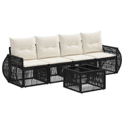 Set Divano da Giardino 5 pcs Nero e Bianco Crema polyrattan 3435343