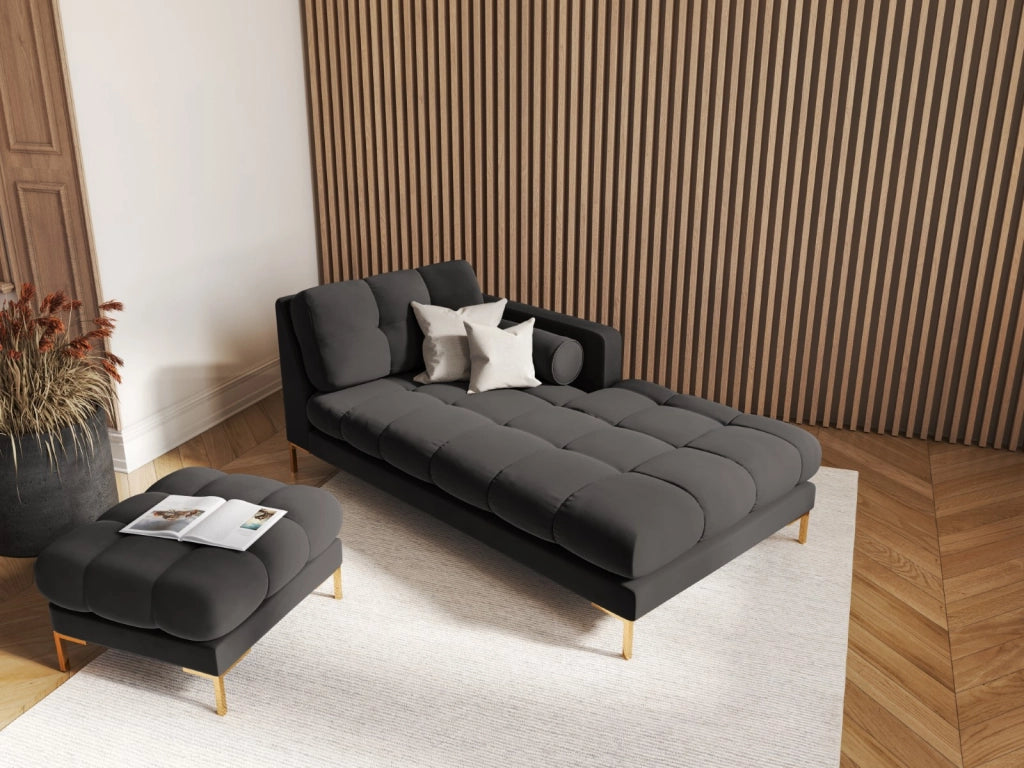 Cosmopolitan Design - Pouf "Bali" in velluto grigio scuro 