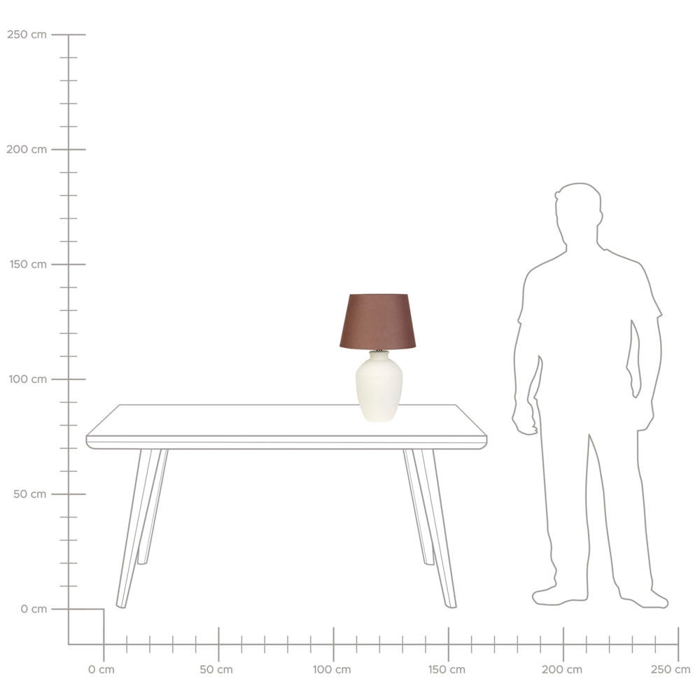 Lampada da tavolo in ceramica bianca con paralume in lino e base minimalista design stile contemporaneo
