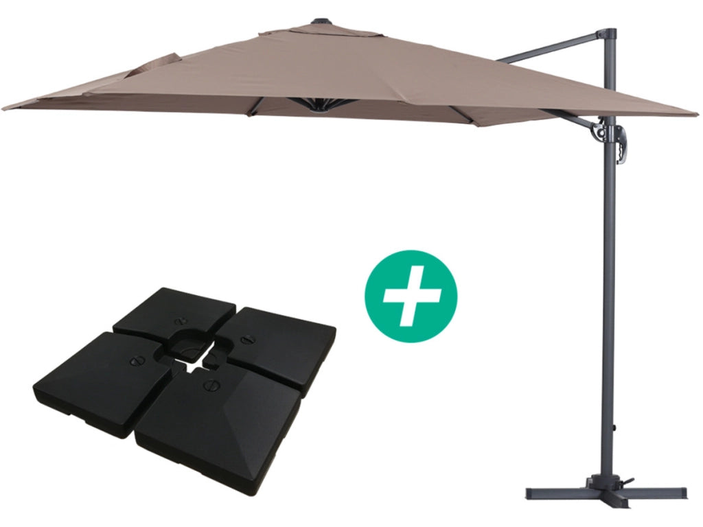 Ombrellone da giardino a sospensione "Sun 3 " - Quadrato - 3 x 3 - Talpa - Base inclusa