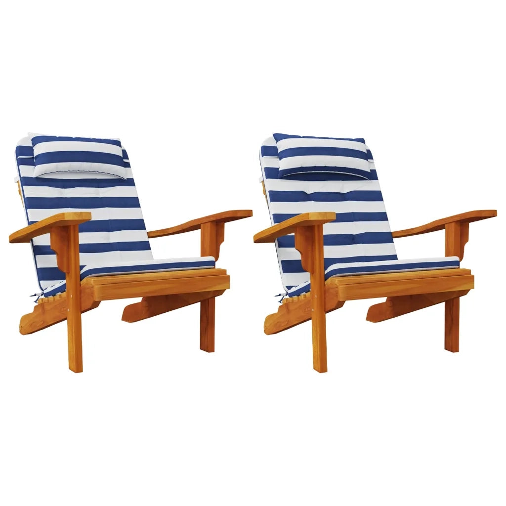 Cuscini Sedia Adirondack 2pz Strisce Bianche Blu Tessuto Oxford 361845
