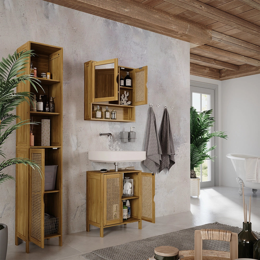 Vicco Set di mobili da bagno Bambù 3 parti