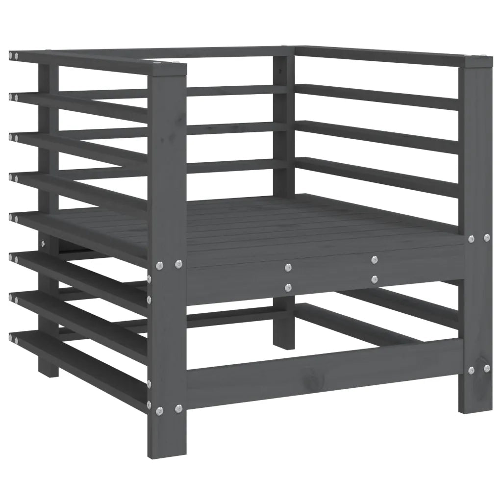 Sedia da patio-Sedie da Giardino 2pz Grigie in Legno Massello Pino 861548
