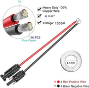 Cavo di estensione fotovoltaico 1,5m 10AWG 4.0mm² con connettore e prese per pannelli solari, adattatore per generatori e convertitori solari