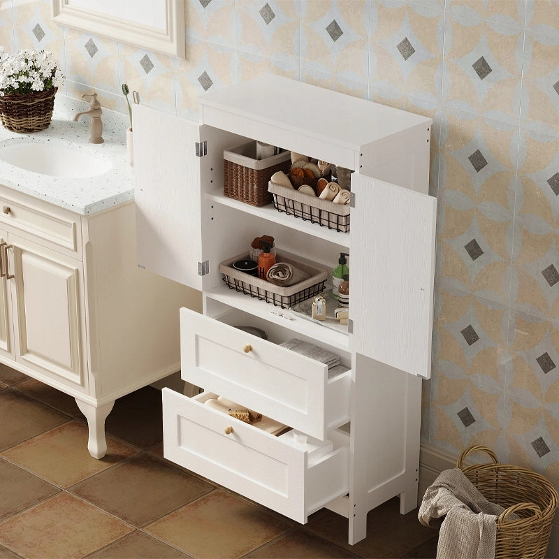 Mobile da bagno a colonna con 2 cassetti e ante, bianco stile loft, 120 cm