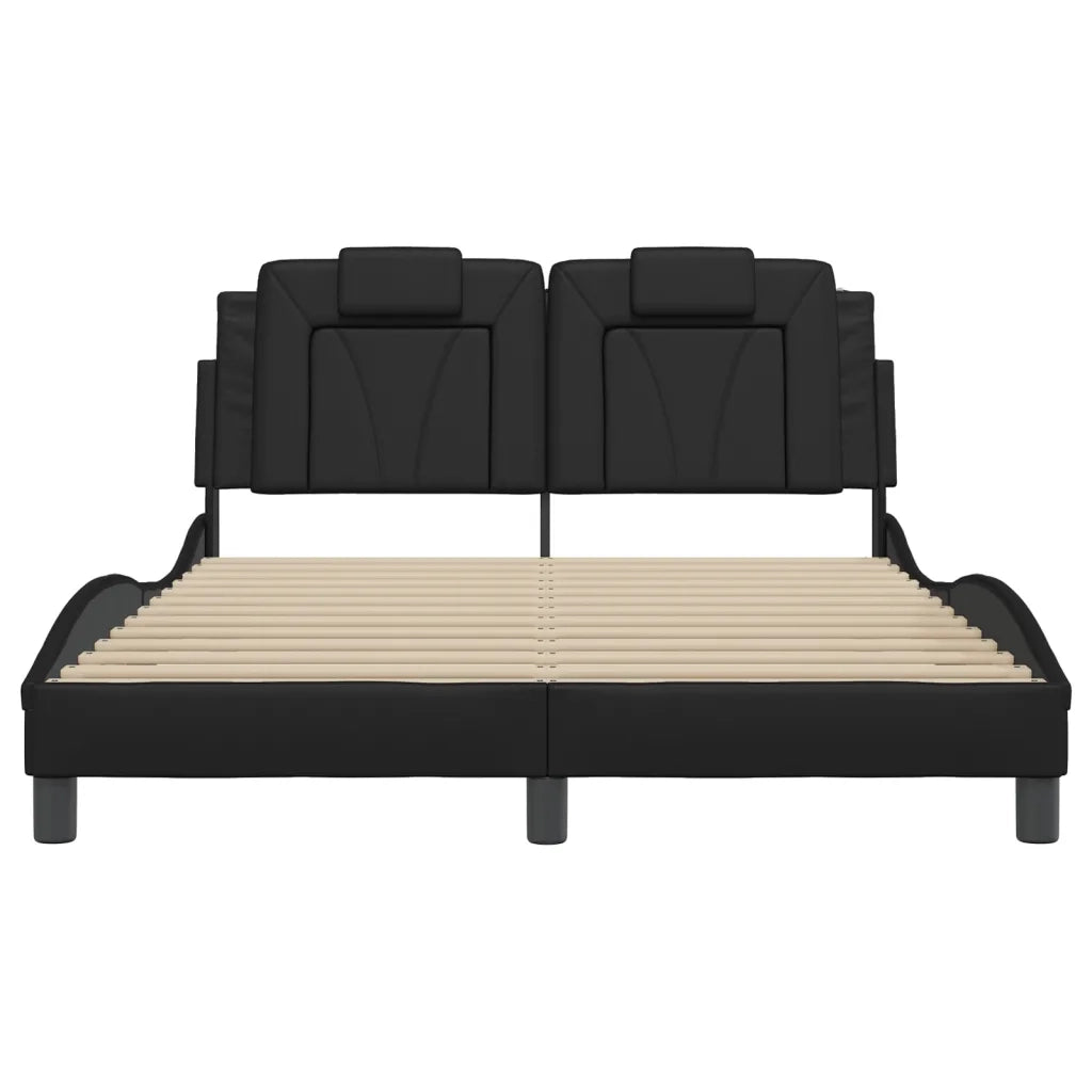 Giroletto Viana con LED senza Materasso-Struttura Letto Nero 140x190 cm