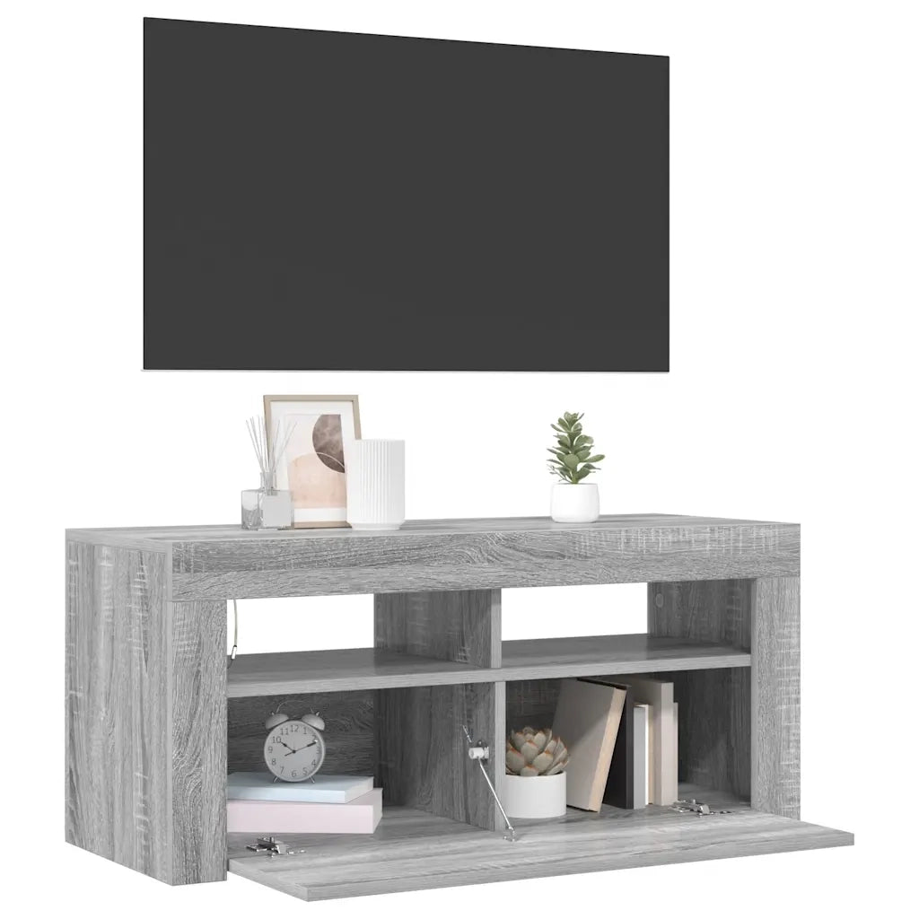 Mobile Porta TV con Luci LED Grigio Sonoma 90x35x40 cm cod mxl 33992