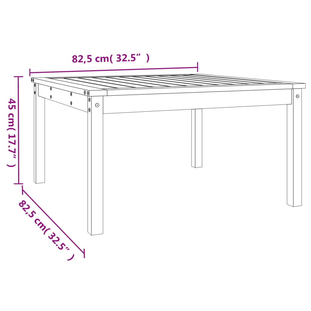 Tavolo da Giardino Bianco 82,5x82,5x45cm Legno Massello di Pino 824121