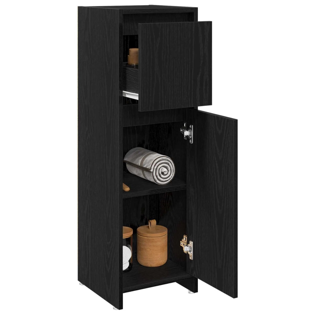 Mobile da Bagno Rovere Nero 30 x 30 x 95 cm Legno multistrato 862504