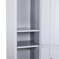 Armadietto 4 Ripiani 2 Porte Chiusura di Sicurezza Ufficio Garage Officina Acciaio Laminato a Freddo 38x46x180cm Grigio