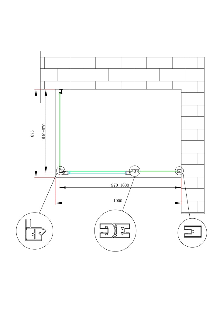Box doccia angolare parete fissa e porta battente e fisso in linea vetro 6 mm reversibile Misura Fisso 64-67 porta 97-100 (35+65)