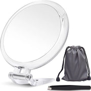 Specchio di ingrandimento 20x, 5 pollici, con doppio lato, ingrandimento 20X/1x, specchio da trucco pieghevole con manico/stand, utilizzato per applicazione di trucco, pinza, e rimozione di residui (argento).