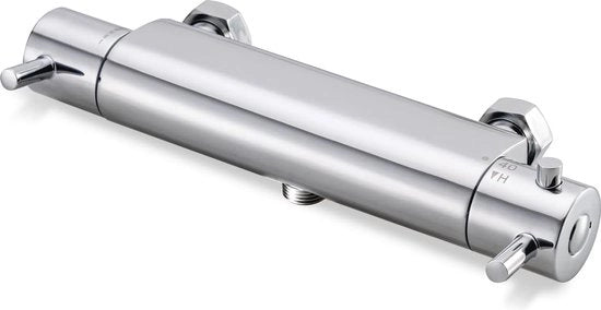Armatura di doccia termo regolabile con finitura in acciaio inox - pulsante di sicurezza per regolazione della temperatura dell'acqua