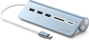 Hub di rete USB-C - Porte USB-A 3.0 - Lettori Micro SD - Supporto M2 - Adatto per Macbook Pro Air iPad Pro - Blu