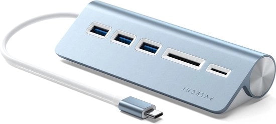 Hub di rete USB-C - Porte USB-A 3.0 - Lettori Micro SD - Supporto M2 - Adatto per Macbook Pro Air iPad Pro - Blu