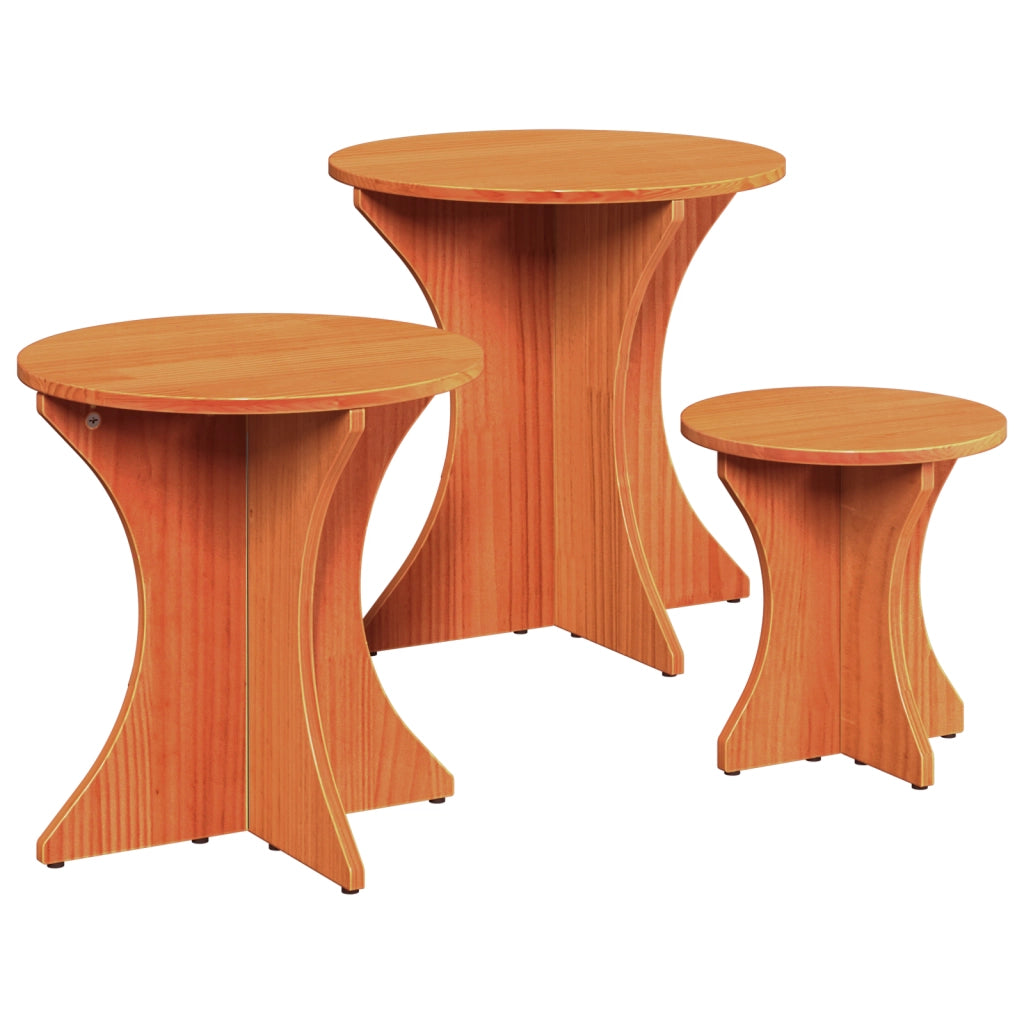 vidaXL Tavolino da salotto 3 pcs Cera marrone 46 x 46 x 47 cm