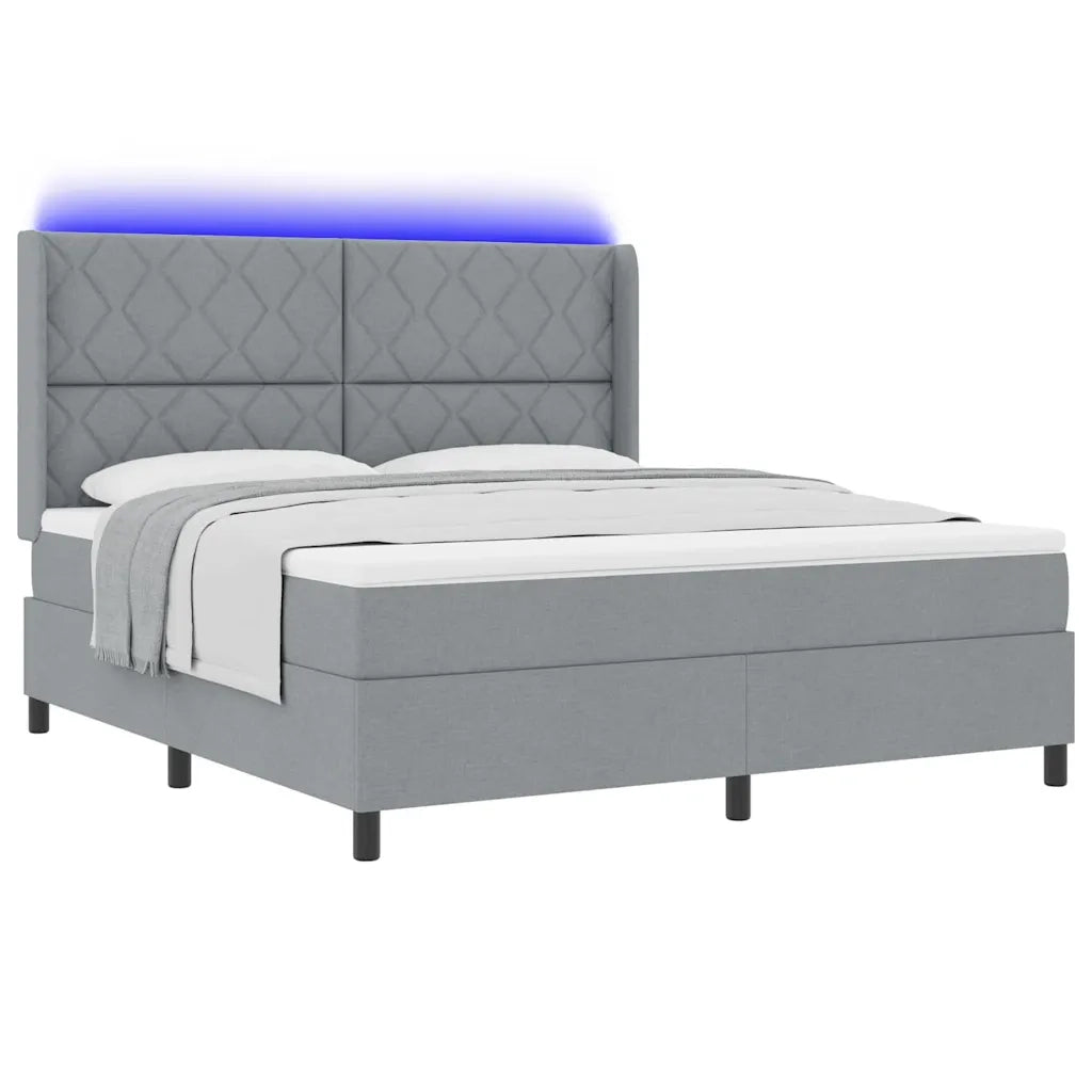 Letto a Sorgente LED Grigio chiaro 180 x 200 cm Tessuto 3343581