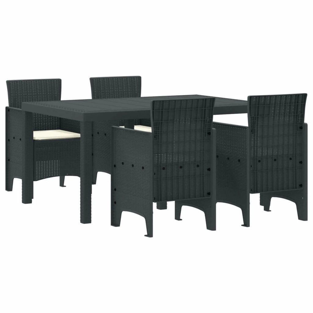 Set da Pranzo per Giardino 5 pcs Antracite Rattan Polt 3378696