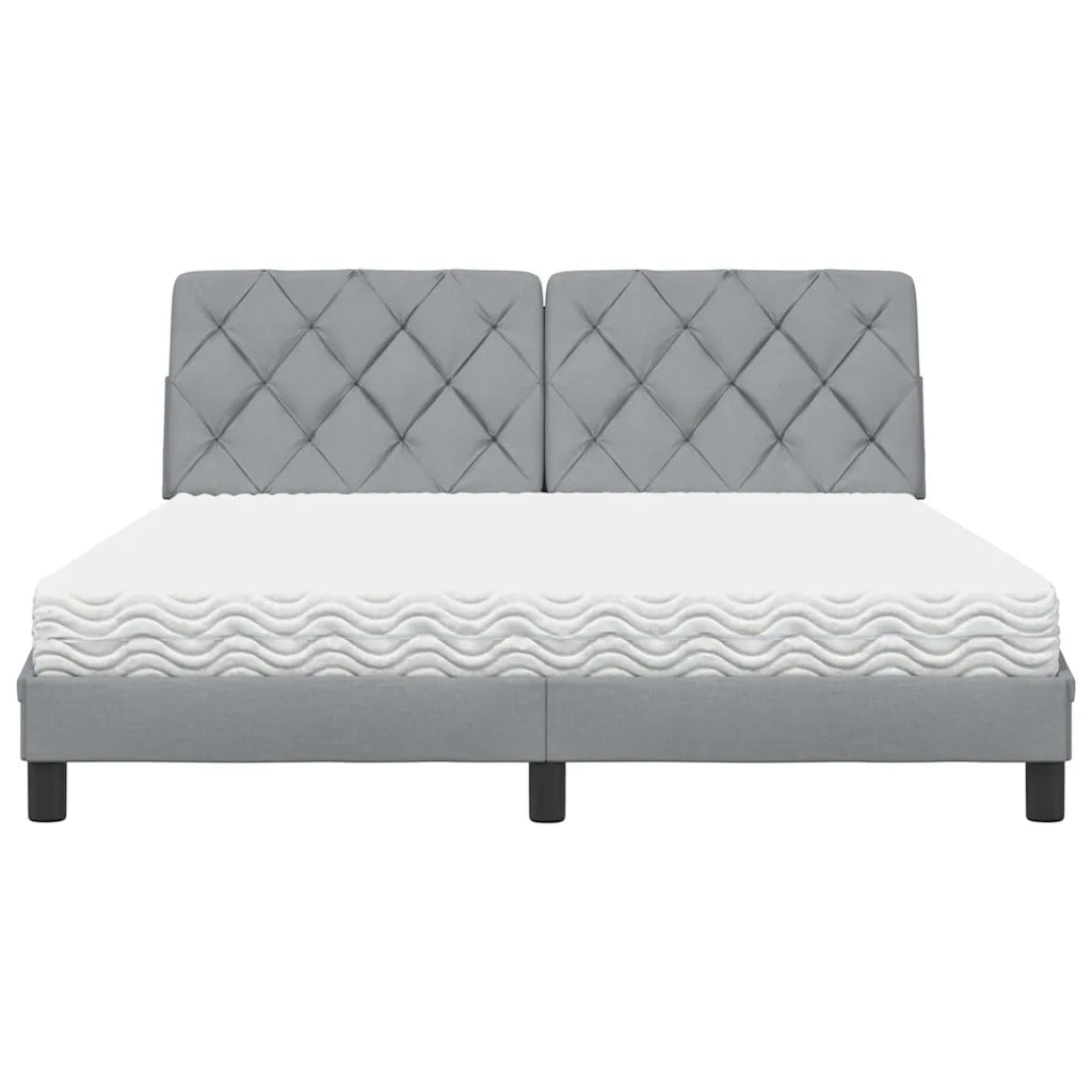 Letto con Materasso Grigio Chiaro160x200 cm Tessuto
