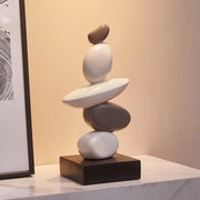 Decorazione per la sala da pranzo in pietra artificiale, sculture moderne per decorazioni di tavolo salotto, statua bianca e grigia per decorazione di libreria, decorazioni per la fortuna e la salute