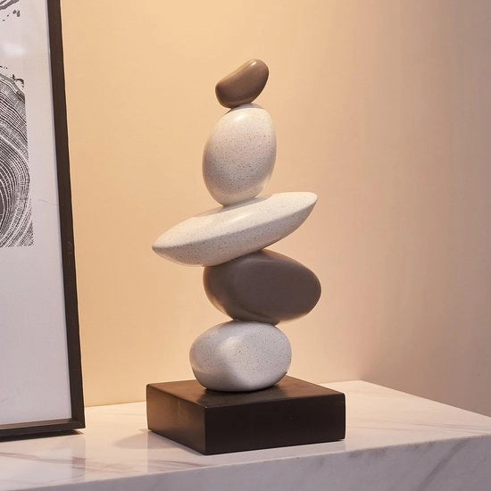 Decorazione per la sala da pranzo in pietra artificiale, sculture moderne per decorazioni di tavolo salotto, statua bianca e grigia per decorazione di libreria, decorazioni per la fortuna e la salute