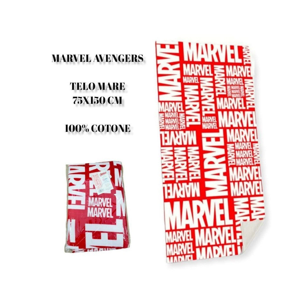 Trade Shop - Telo Mare In Cotone Marvel Avengers Rosso Asciugamano Mare Piscina Bambini -