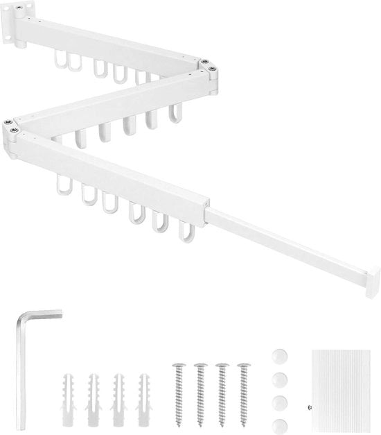 Capocapello pieghevole per fissaggio alla parete - 120 cm - bianco - ideale per balcone, cucina e bagno