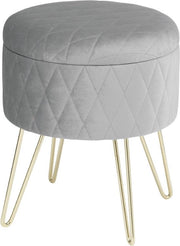 Sedia con ripiano - robusta e comoda - stilevole tessuto in velluto - capacità di carico fino a 150 kg - colore chiaro - 31,5x36 cm