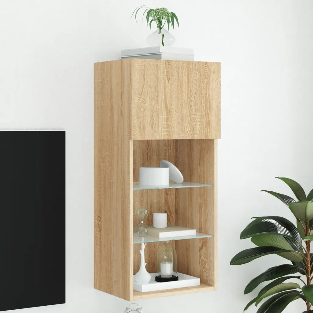 Mobile TV con Luci LED-Credenza TV-Console TV Rovere Sonoma 40,5x30x90 cm