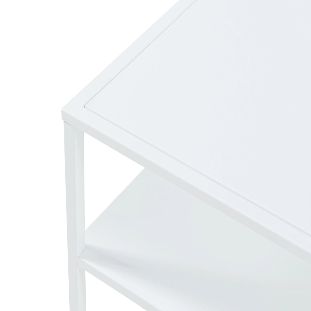 Tavolino Basso da Soggiorno Solund a 2 Piani di Appoggio 60x60x45 cm Bianco opaco [en.casa]