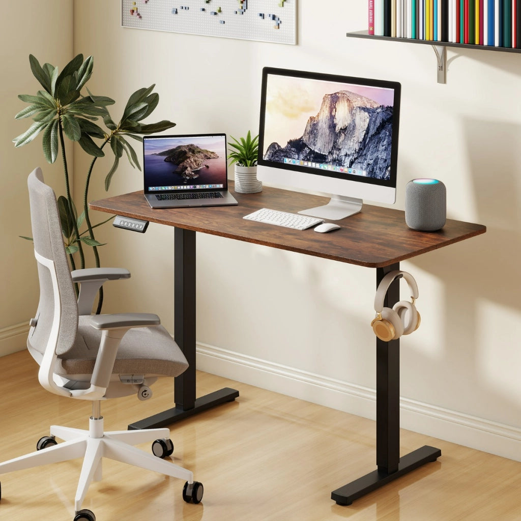 Scrivania elettrica ergonomica con 3 memorie di altezza e protezione anti-collisione, Scrivania regolabile in altezza Marrone-Scrivanie