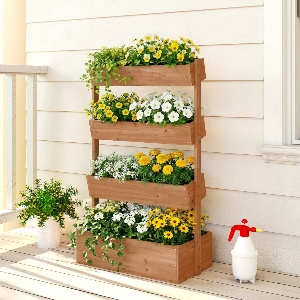 Letto da Giardino Rialzato, Fioriera Verticale in Legno con Drenaggio e Rivestimento.